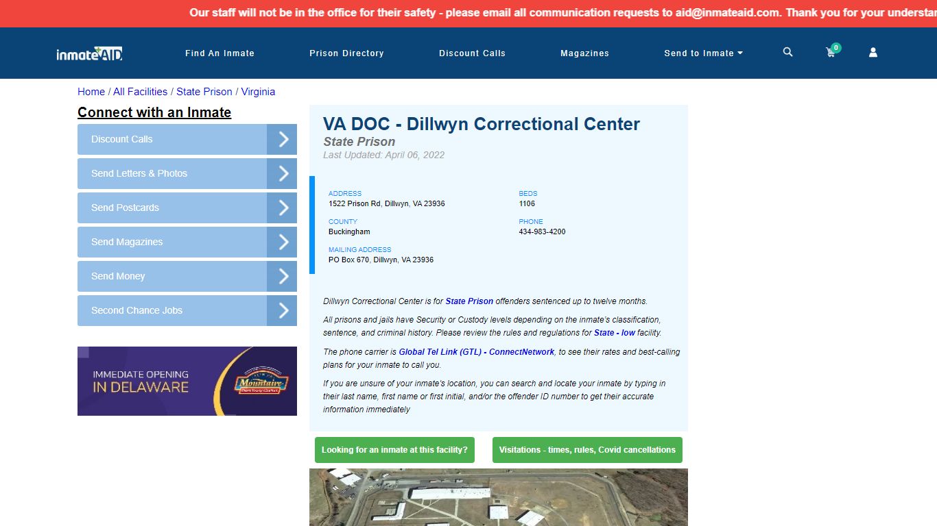VA DOC - Dillwyn Correctional Center & Inmate Search ...