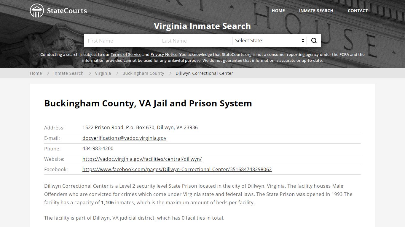 Dillwyn Correctional Center Inmate Records Search ...